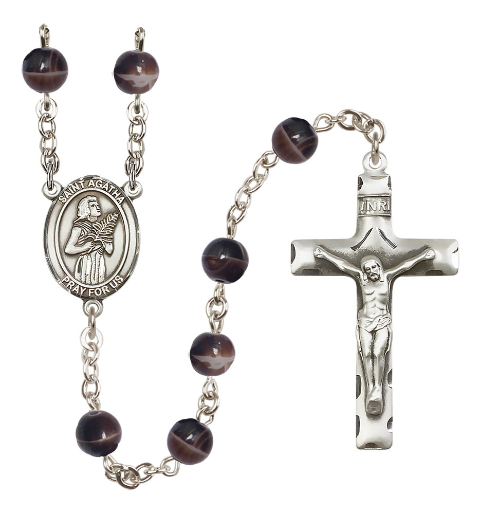 St. Agatha Rosary - 7mm Brown beads - 8003