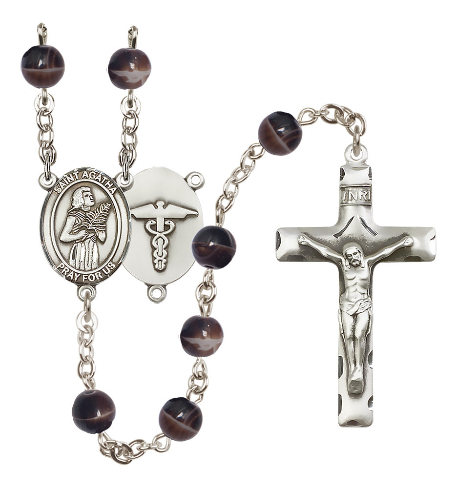 Nurses Rosary - 7mm Brown beads - 8003S9