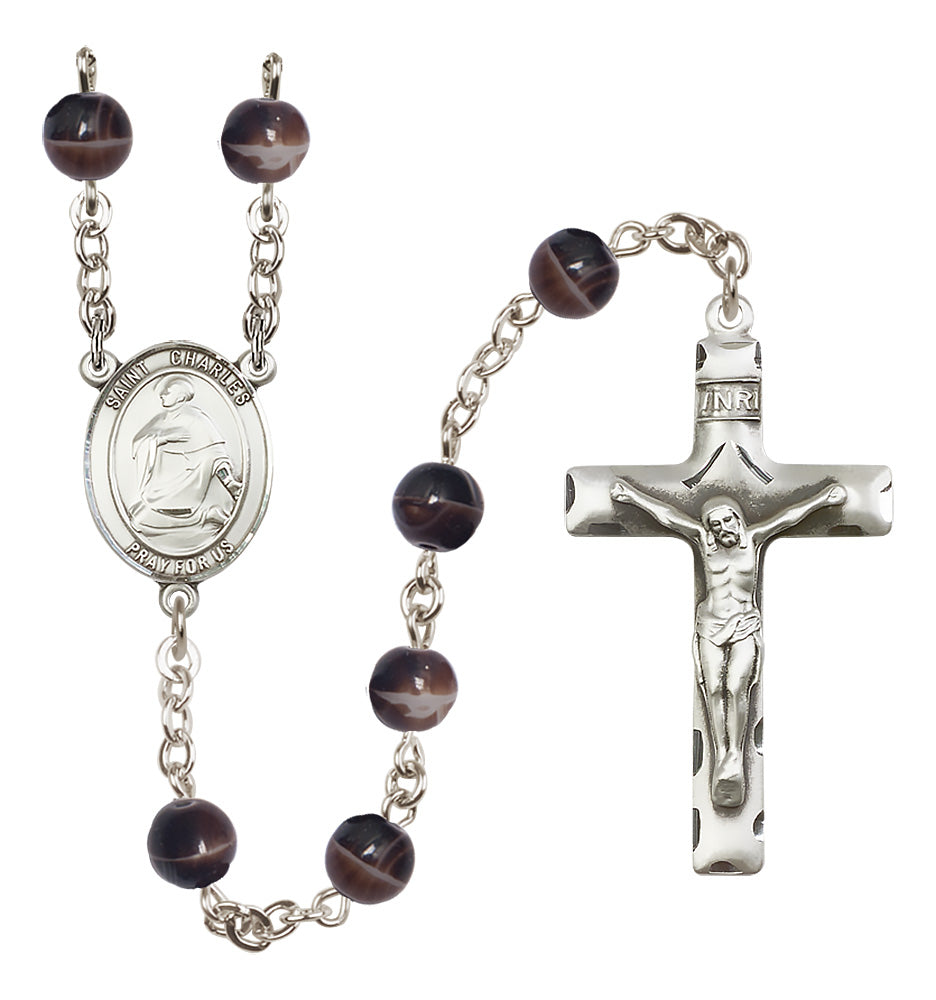 St. Charles Borromeo Rosary - 7mm Brown beads - 8020