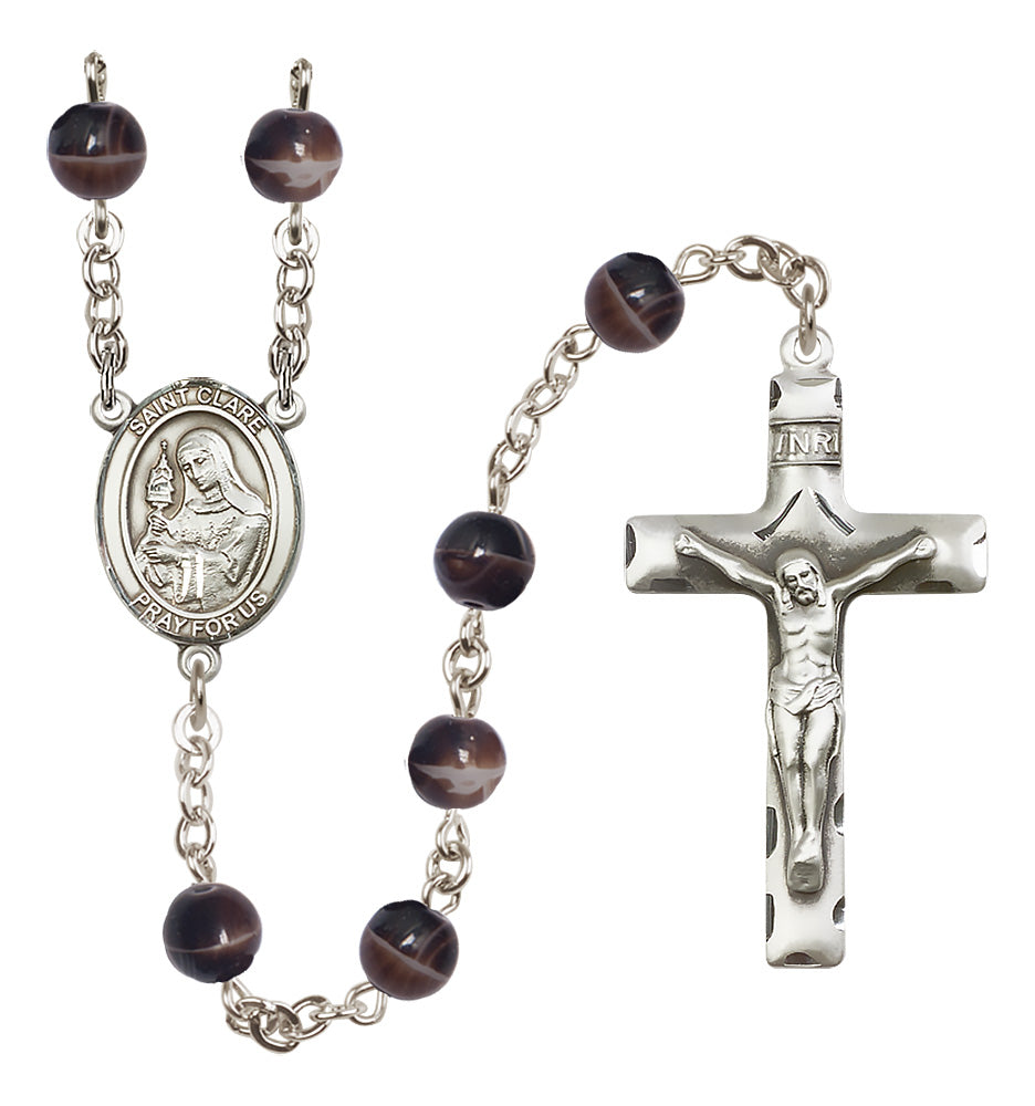 St. Clare of Assisi Rosary - 7mm Brown beads - 8028