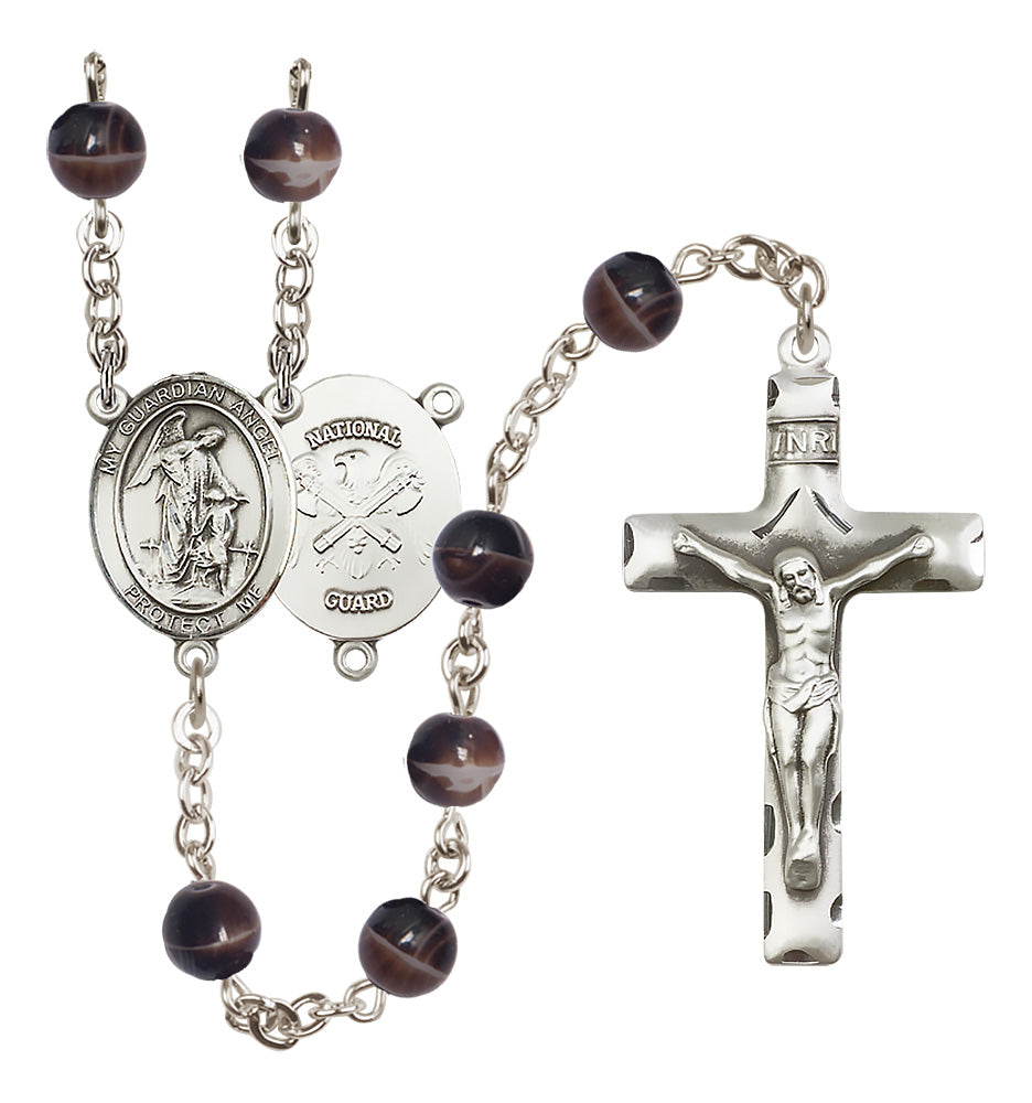 National Guard Rosary - 7mm Brown beads - 8118S5