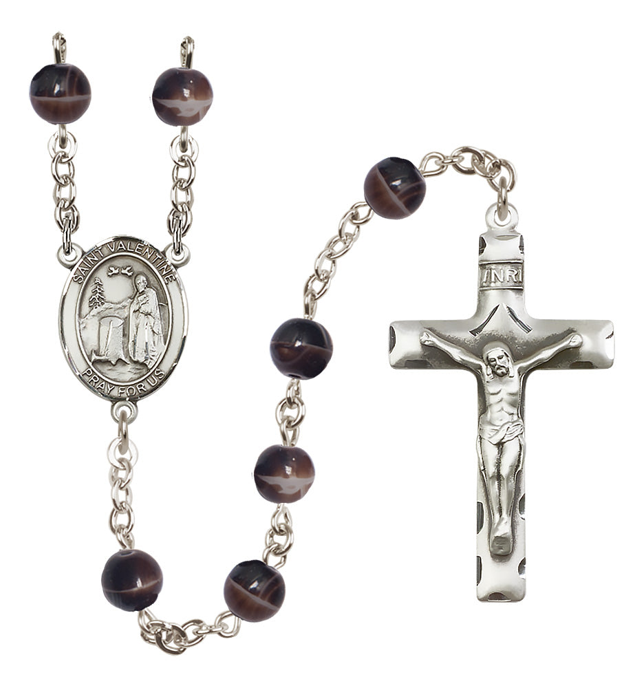 St. Valentine of Rome Rosary - 7mm Brown beads - 8121