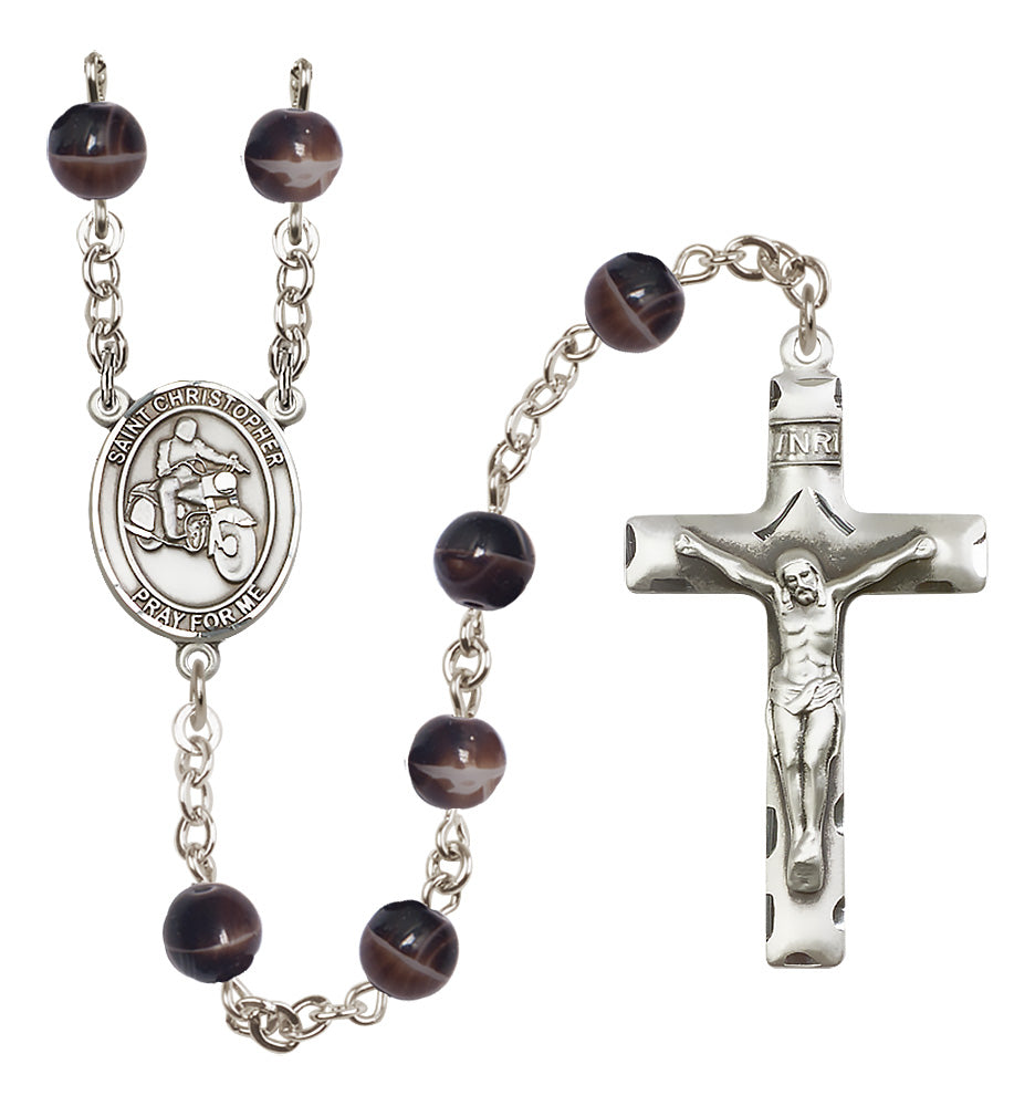 Motorcycle Rosary - 7mm Brown beads - 8185