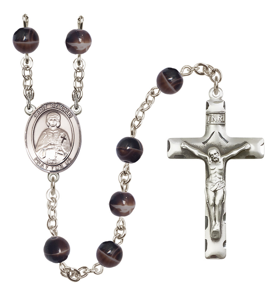 St. Gerald Rosary - 7mm Brown beads - 8404