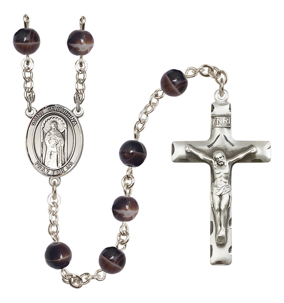 St. Seraphina Rosary - 7mm Brown beads - 8405
