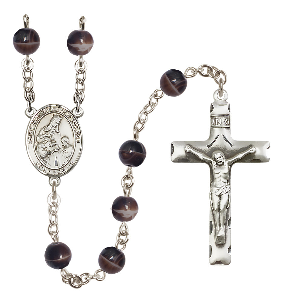 St. Margaret of Scotland Rosary - 7mm Brown beads - 8407
