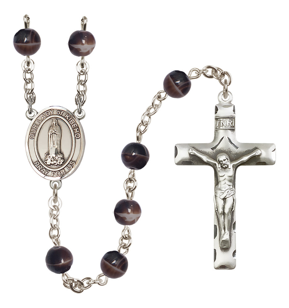 O/L of Kibeho Rosary - 7mm Brown beads - 8414