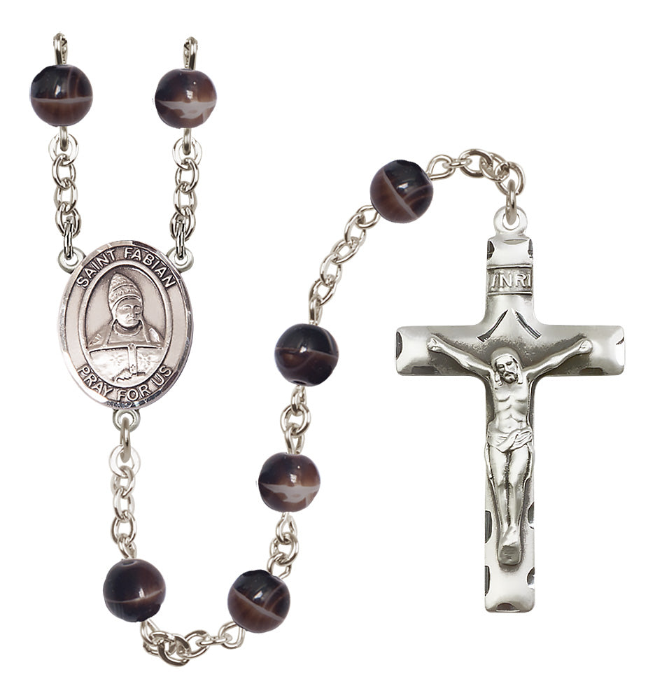 St. Fabian Rosary - 7mm Brown beads - 8427