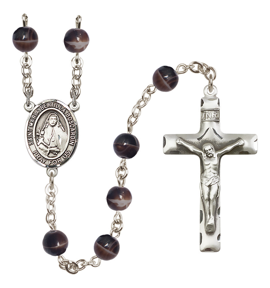 St. Maria Bertilla Boscardin Rosary - 7mm Brown beads - 8428