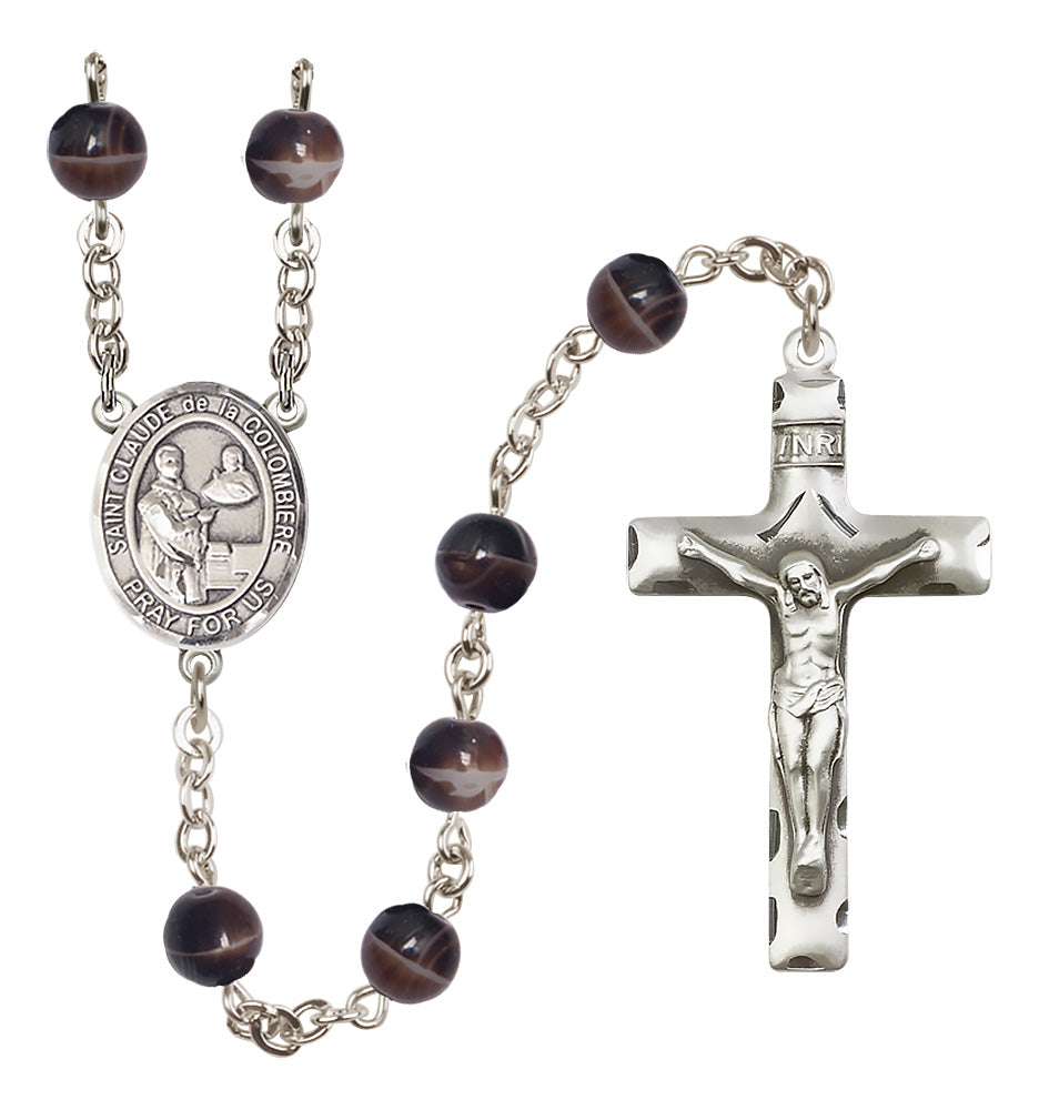 St. Claude de la Colombiere Rosary - 7mm Brown beads - 8432