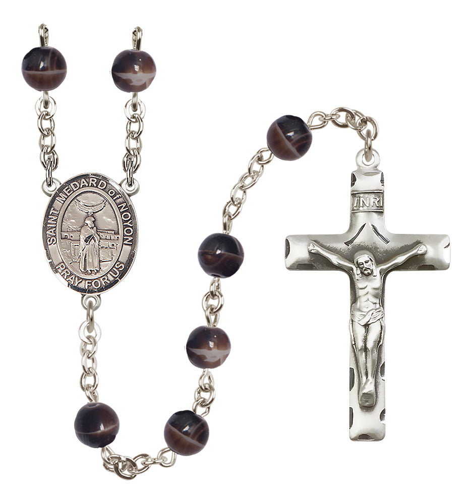 St. Medard of Noyon Rosary - 7mm Brown beads - 8444