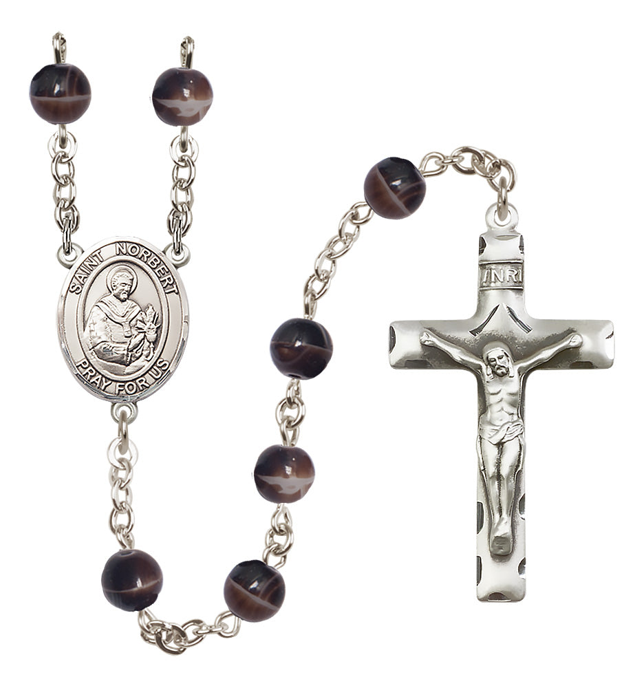 St. Norbert of Xanten Rosary - 7mm Brown beads - 8447