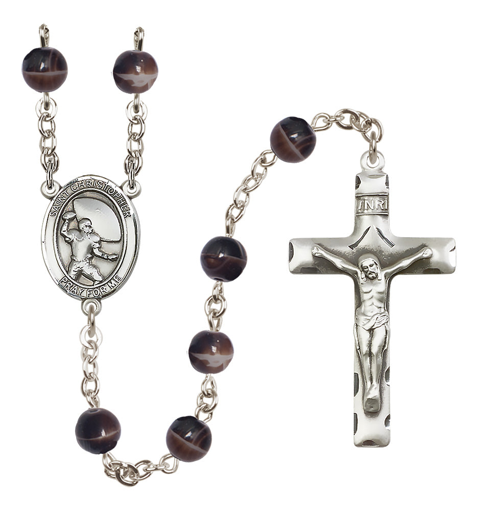 Football Rosary - 7mm Brown beads - 8501