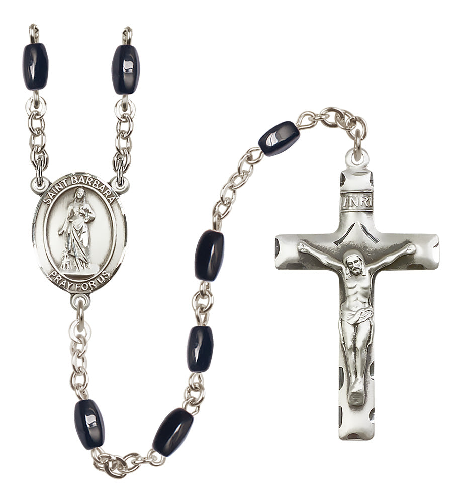 St. Barbara Rosary - 8x5mm Black Onyx beads - 8006