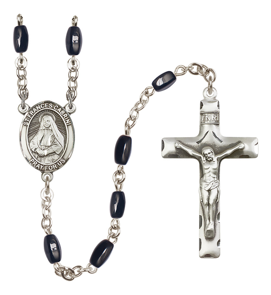 St. Frances Cabrini Rosary - 8x5mm Black Onyx beads - 8011