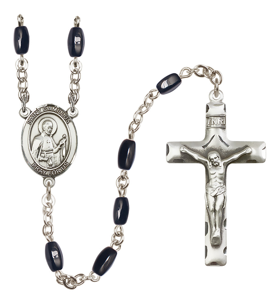 St. Camillus of Lellis Rosary - 8x5mm Black Onyx beads - 8019