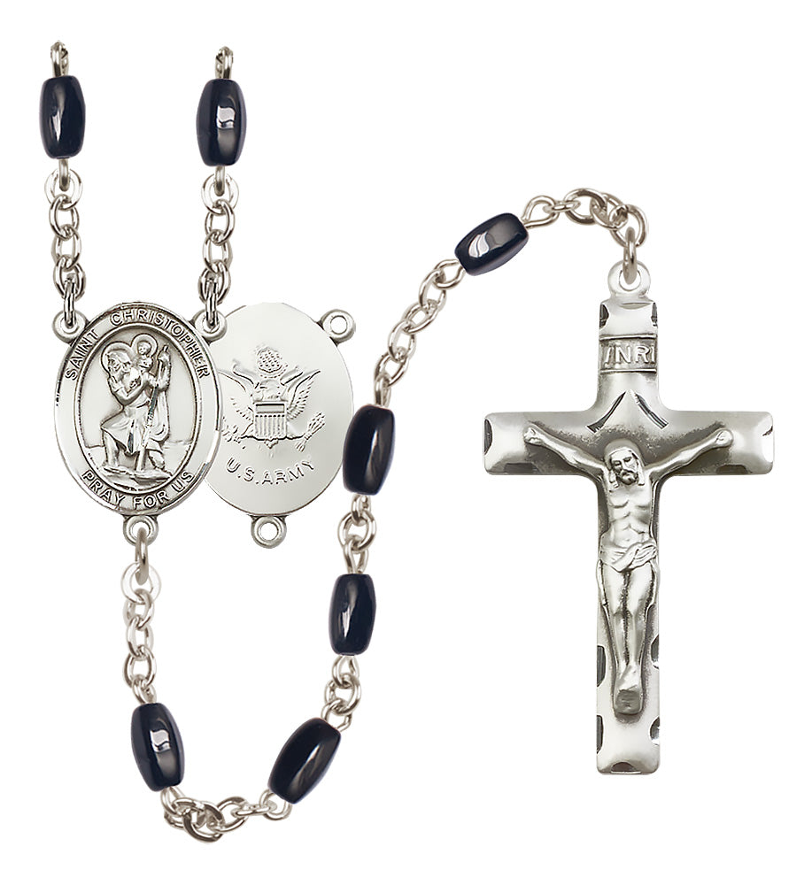 Army Rosary - 8x5mm Black Onyx beads - 8022S2