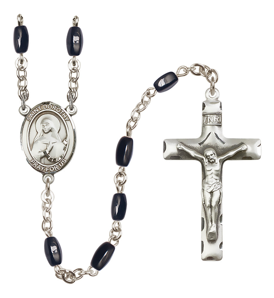 St. Dorothy Rosary - 8x5mm Black Onyx beads - 8023