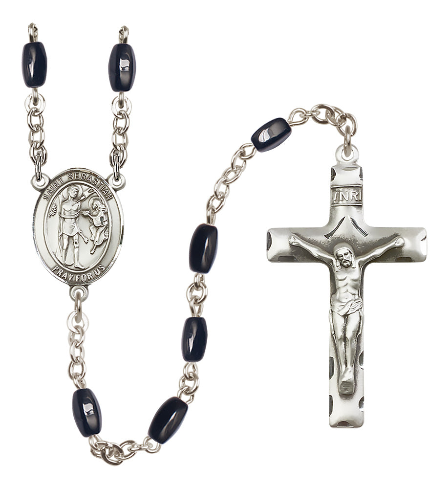 St. Sebastian Rosary - 8x5mm Black Onyx beads - 8100