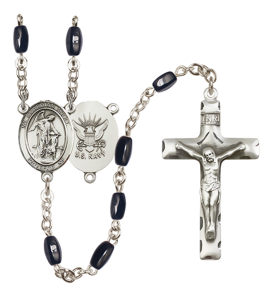 Navy Rosary - 8x5mm Black Onyx beads - 8118S6