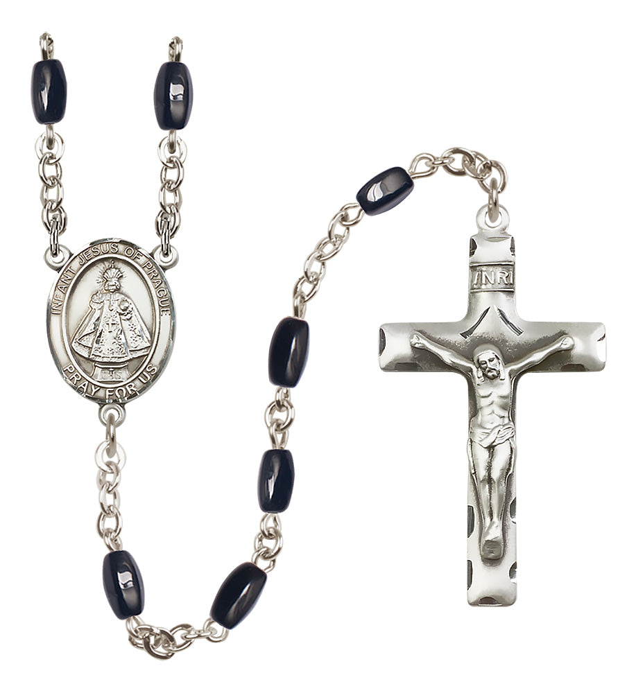 Infant of Prague Rosary - 8x5mm Black Onyx beads - 8207