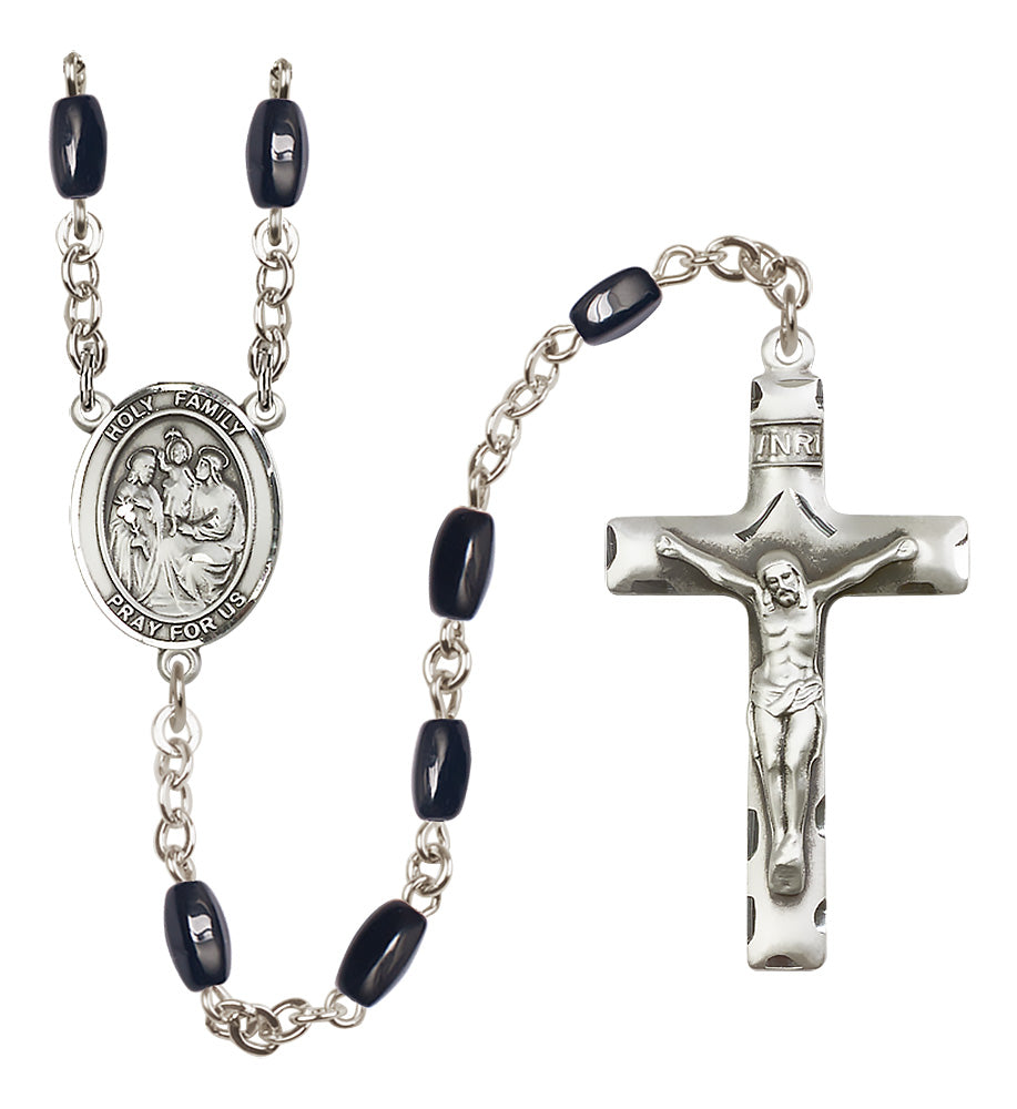 Holy Family Rosary - 8x5mm Black Onyx beads - 8218
