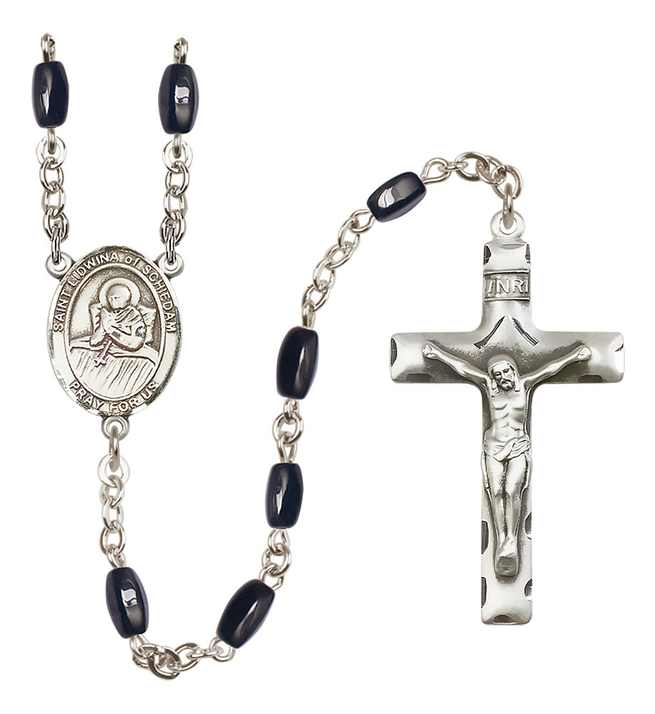 St. Lidwina of Schiedam Rosary - 8x5mm Black Onyx beads - 8297