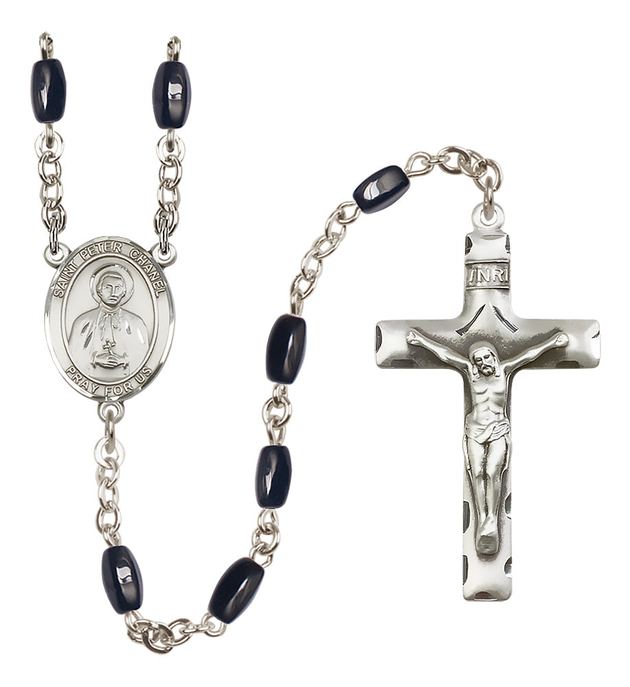 St. Peter Chanel Rosary - 8x5mm Black Onyx beads - 8397