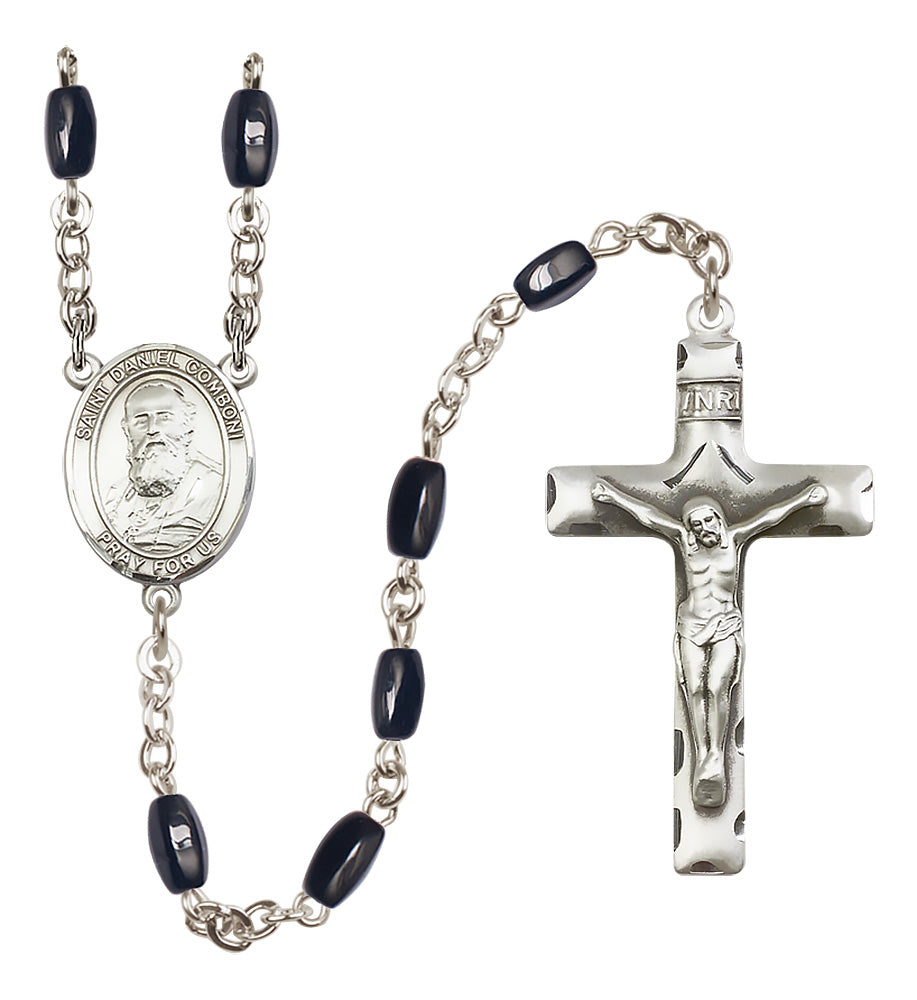 St. Daniel Comboni Rosary - 8x5mm Black Onyx beads - 8400
