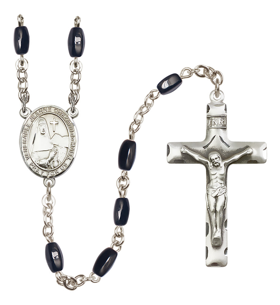 St. Jeanne Chezard de Matel Rosary - 8x5mm Black Onyx beads - 8401