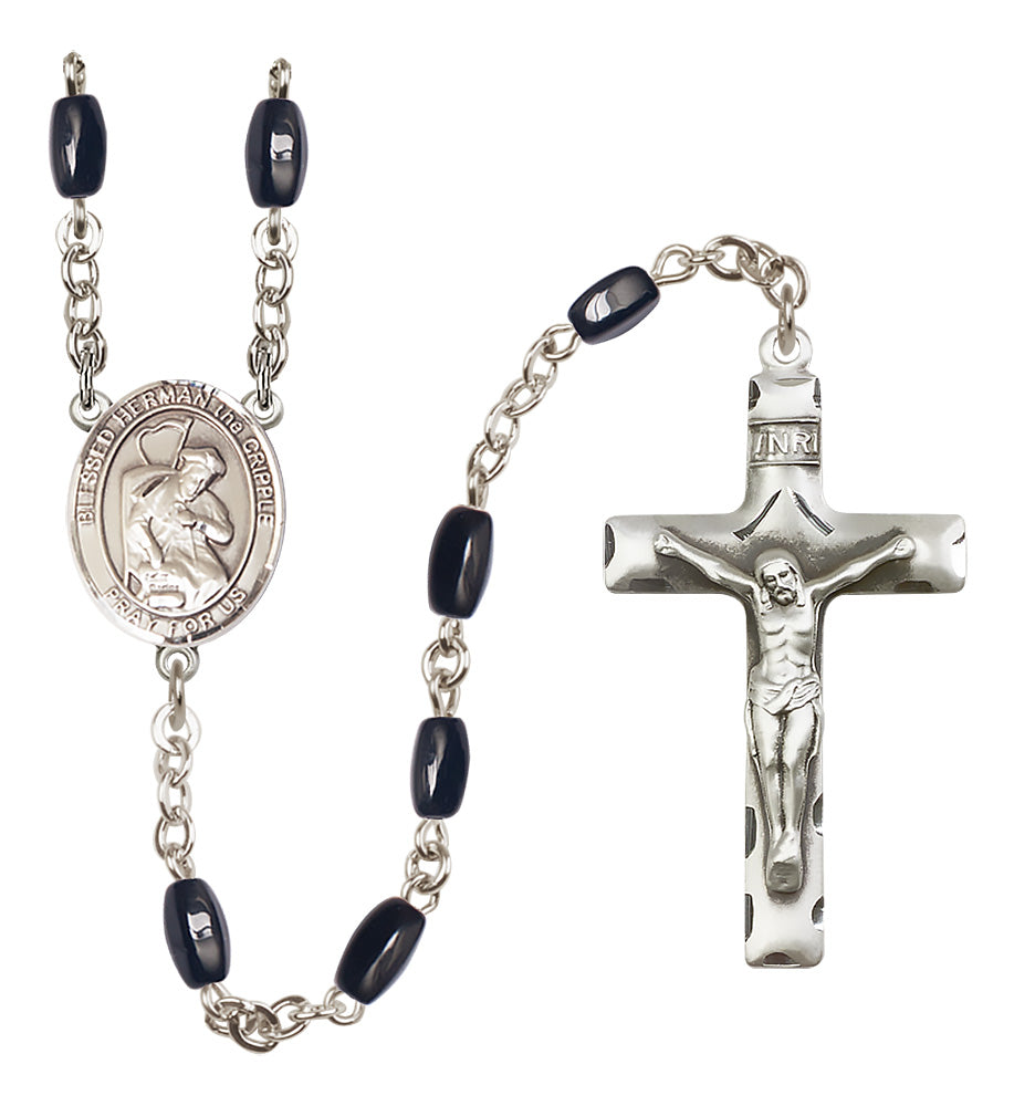 Blessed Herman the Cripple Rosary - 8x5mm Black Onyx beads - 8403