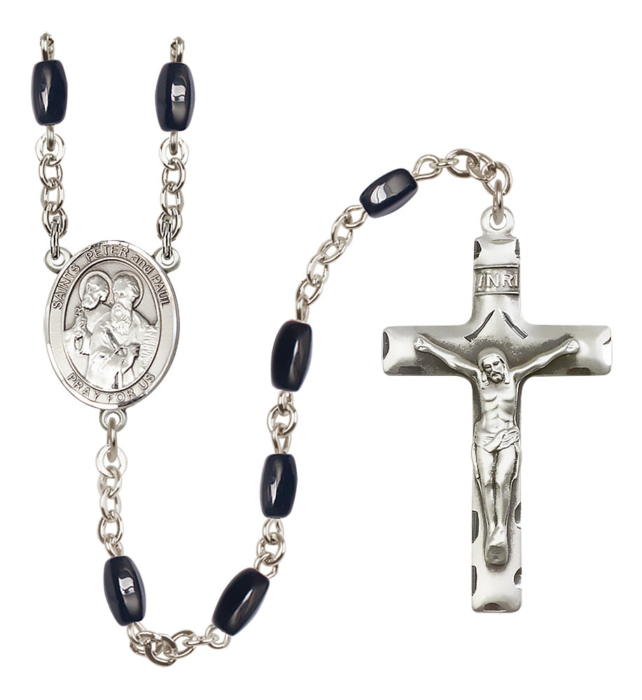 Sts. Peter & Paul Rosary - 8x5mm Black Onyx beads - 8410