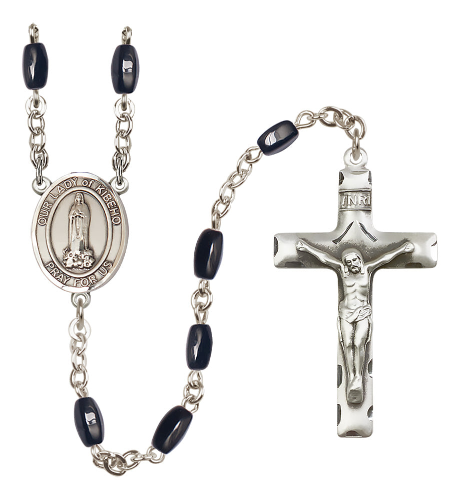O/L of Kibeho Rosary - 8x5mm Black Onyx beads - 8414