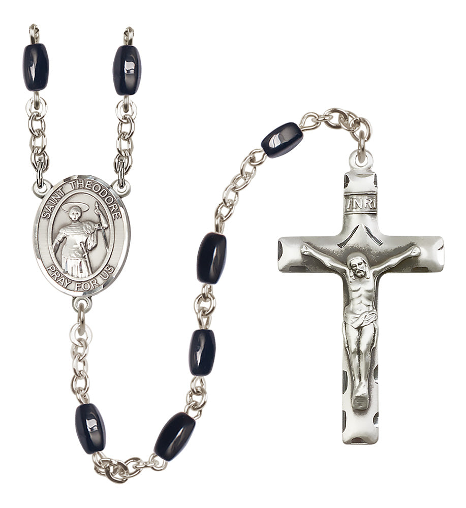 St. Theodore Stratelates Rosary - 8x5mm Black Onyx beads - 8415