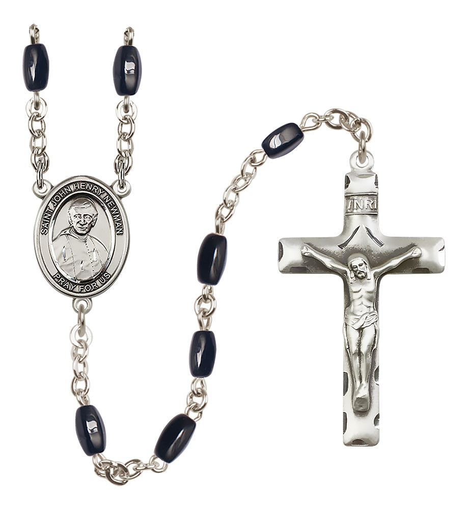 Blessed John Henry Newman Rosary - 8x5mm Black Onyx beads - 8423