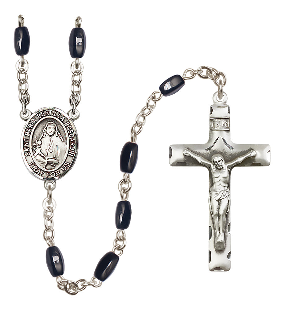 St. Maria Bertilla Boscardin Rosary - 8x5mm Black Onyx beads - 8428