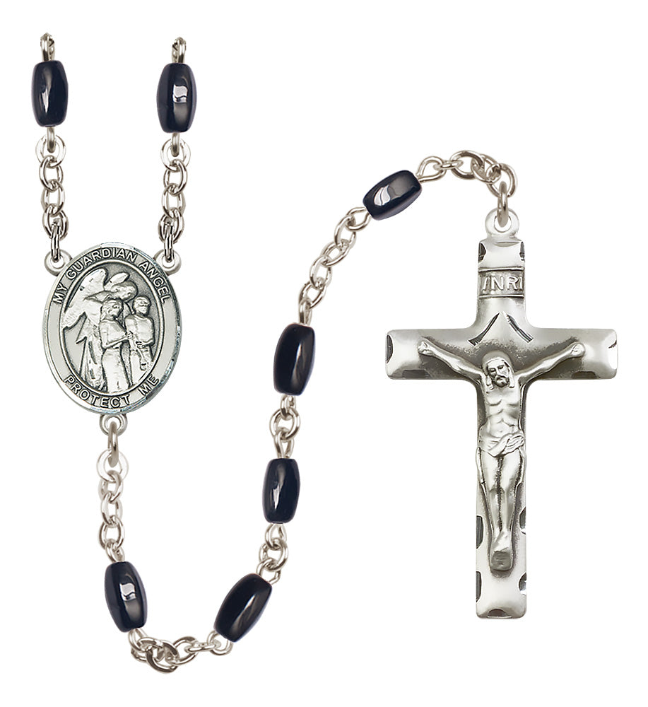 Guardian Angel Rosary - 8x5mm Black Onyx beads - 8439