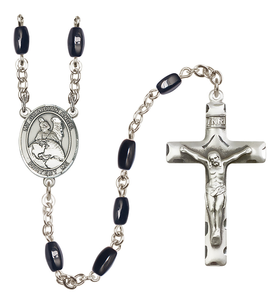 Guardian Angel Rosary - 8x5mm Black Onyx beads - 8440
