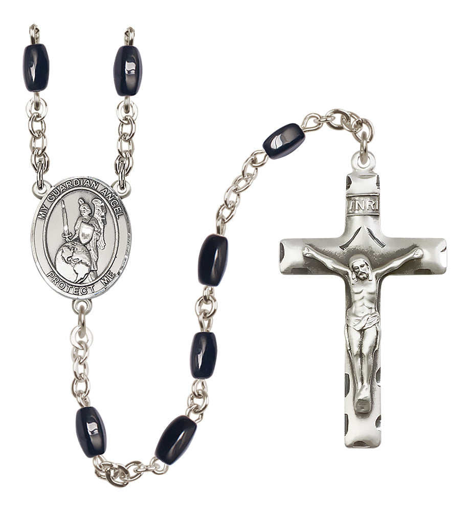 Guardian Angel Rosary - 8x5mm Black Onyx beads - 8441