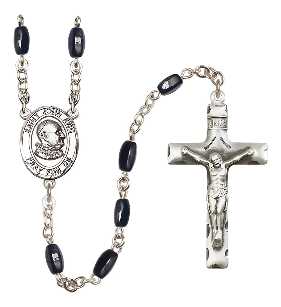 St. John XXIII Rosary - 8x5mm Black Onyx beads - 8455