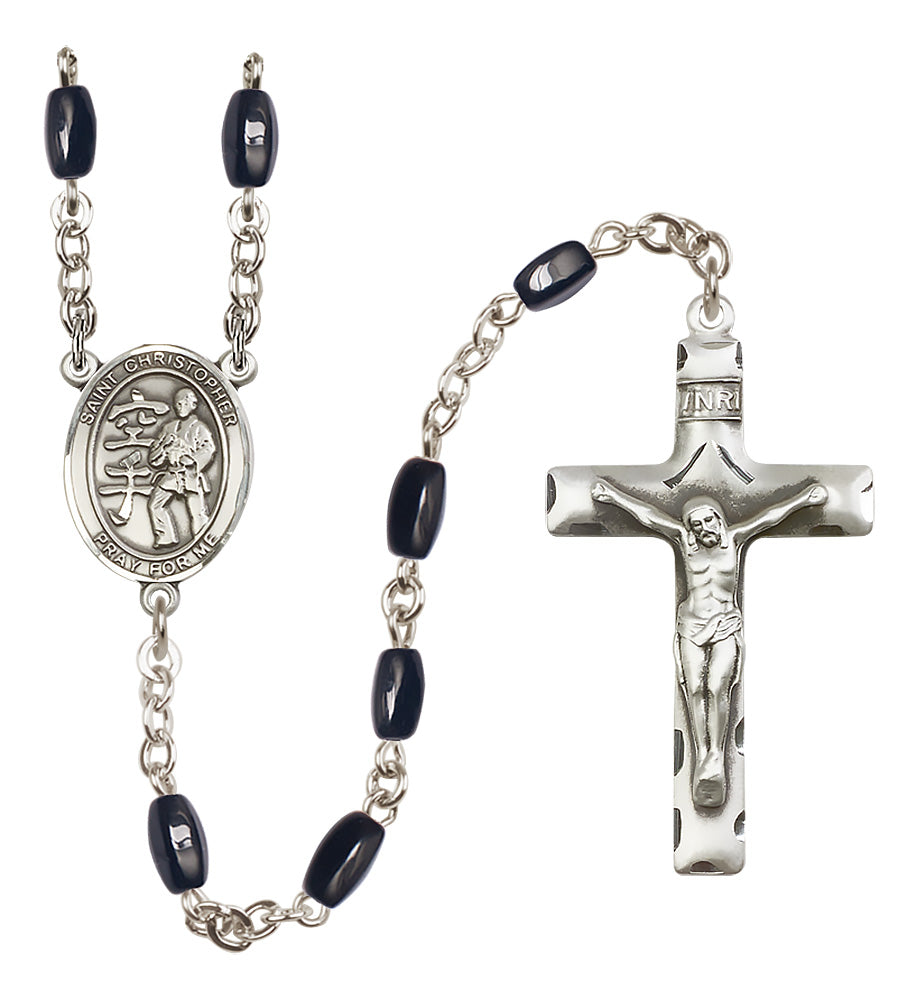 Karate Rosary - 8x5mm Black Onyx beads - 8515