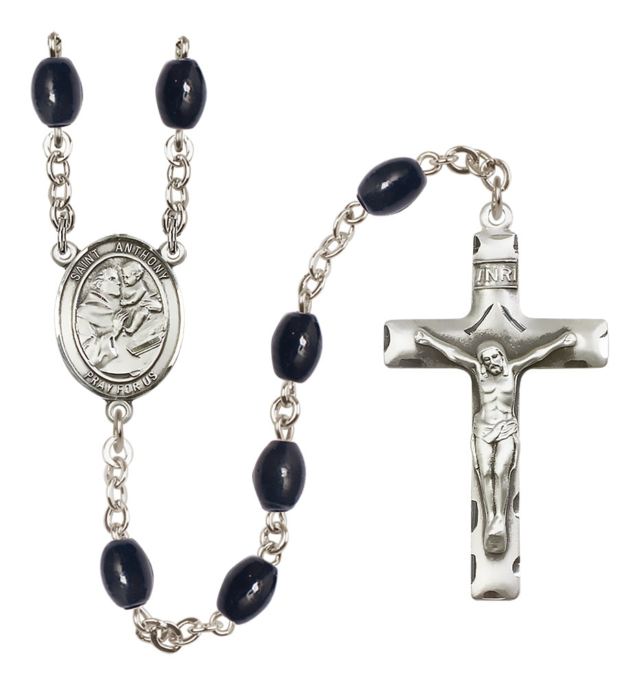 St. Anthony of Padua Rosary - 8x6mm Black Onyx beads - 8004