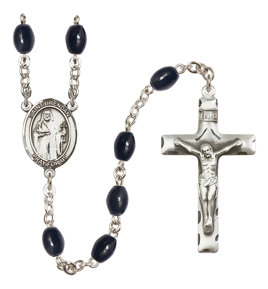 St. Brendan the Navigator Rosary - 8x6mm Black Onyx beads - 8018