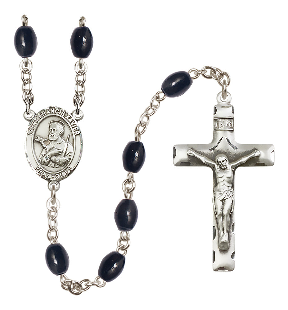 St. Francis Xavier Rosary - 8x6mm Black Onyx beads - 8037