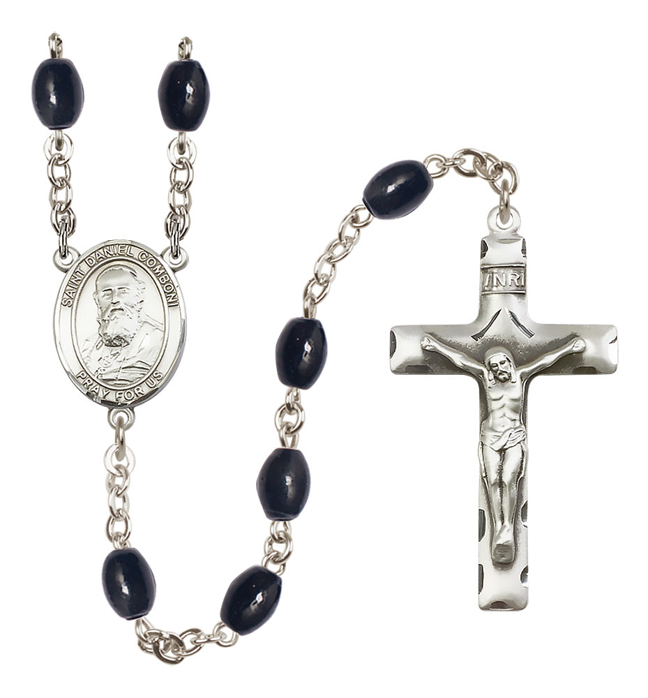 St. Daniel Comboni Rosary - 8x6mm Black Onyx beads - 8400