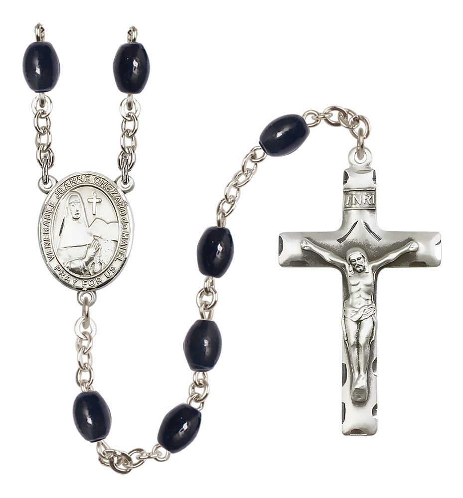 St. Jeanne Chezard de Matel Rosary - 8x6mm Black Onyx beads - 8401