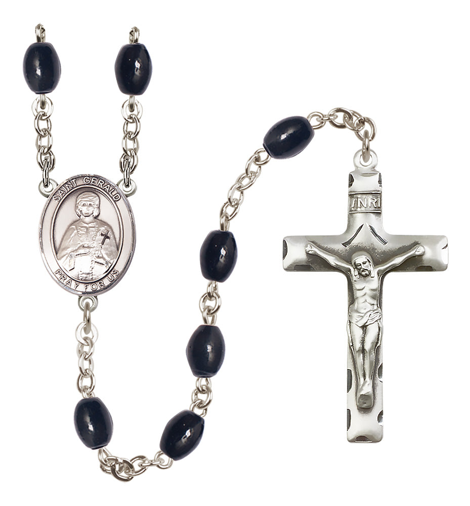St. Gerald Rosary - 8x6mm Black Onyx beads - 8404