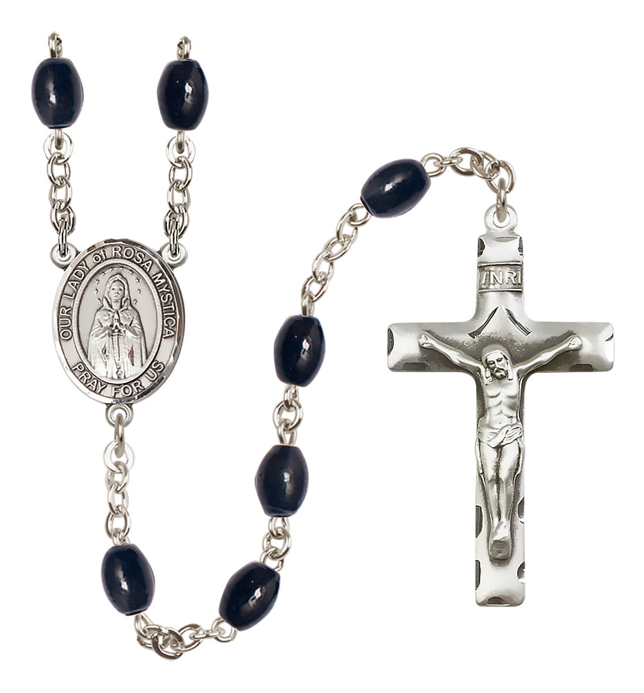 O/L of Rosa Mystica Rosary - 8x6mm Black Onyx beads - 8413