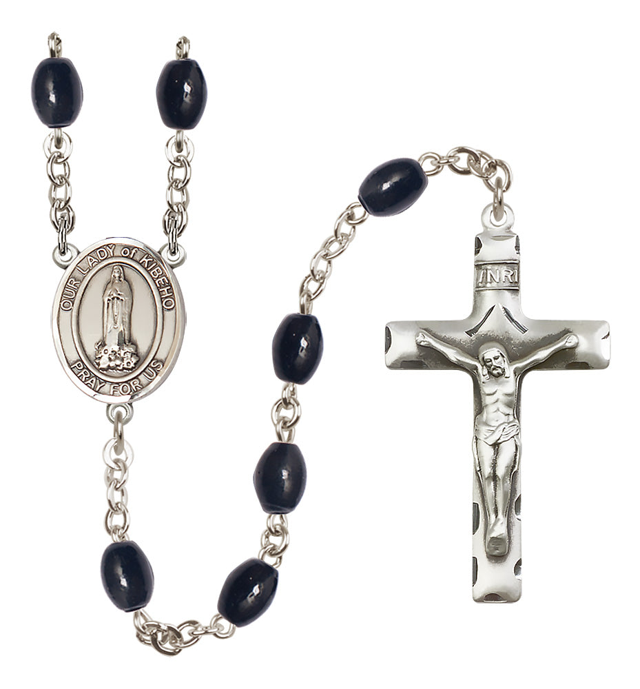 O/L of Kibeho Rosary - 8x6mm Black Onyx beads - 8414