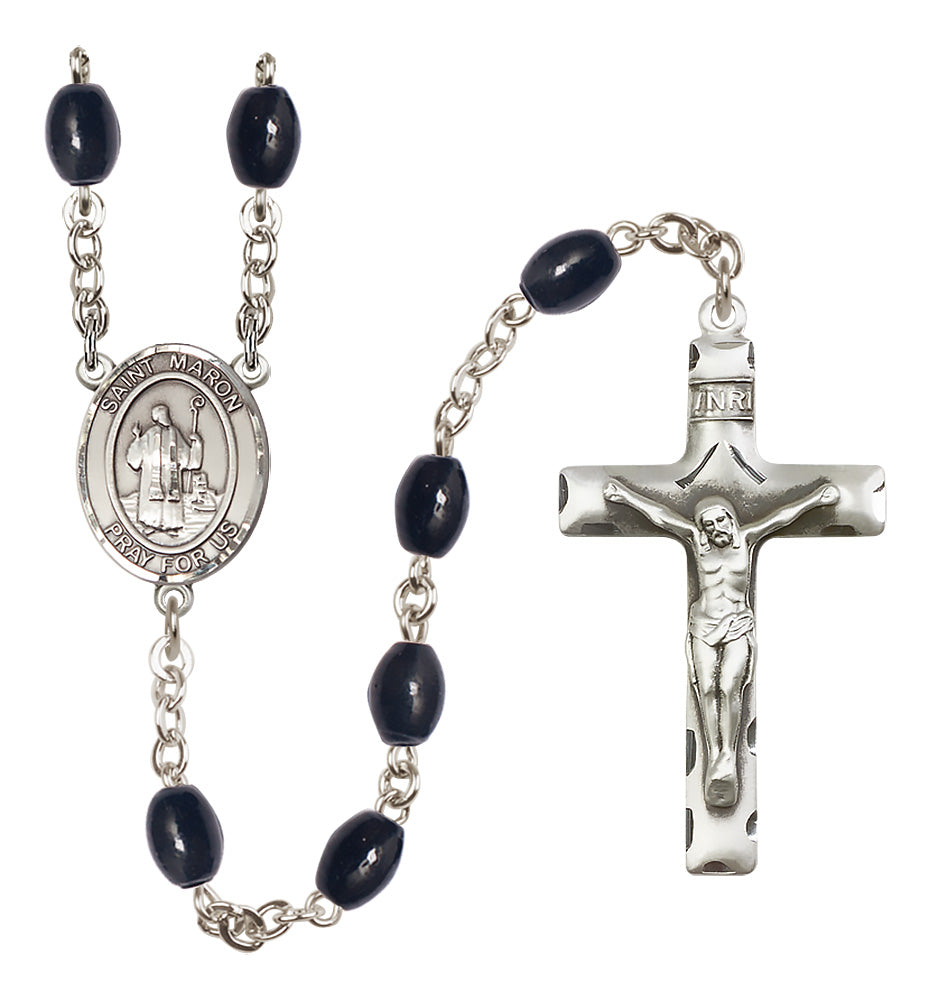St. Maron Rosary - 8x6mm Black Onyx beads - 8417